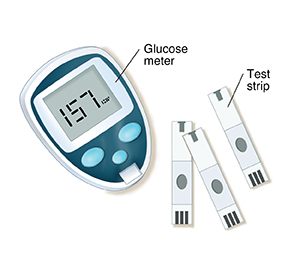 Glucometer at mga test strip.