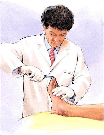 Healthcare provider trimming patient's toenails.